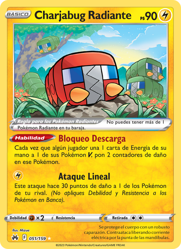 Charjabug Radiante 051 — Cenit Supremo (Spanish Pokémon TCG card)