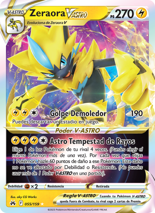 Zeraora V-ASTRO 055 — Cenit Supremo (Spanish Pokémon TCG card)