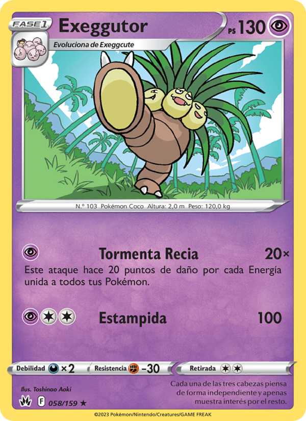 Exeggutor 058 — Cenit Supremo (Spanish Pokémon TCG card)