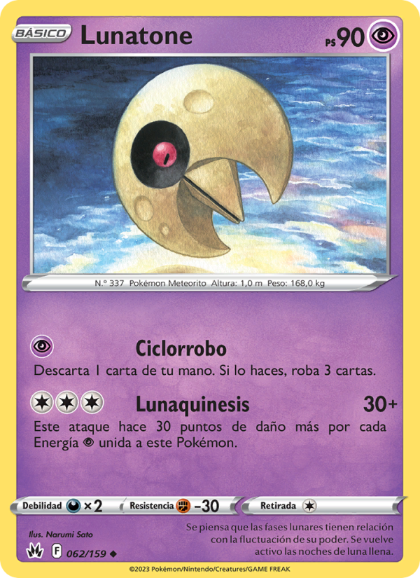 Lunatone 062 — Cenit Supremo (Spanish Pokémon TCG card)