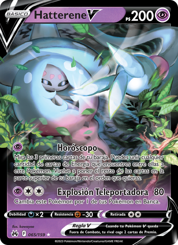 Hatterene V 065 — Cenit Supremo (Spanish Pokémon TCG card)