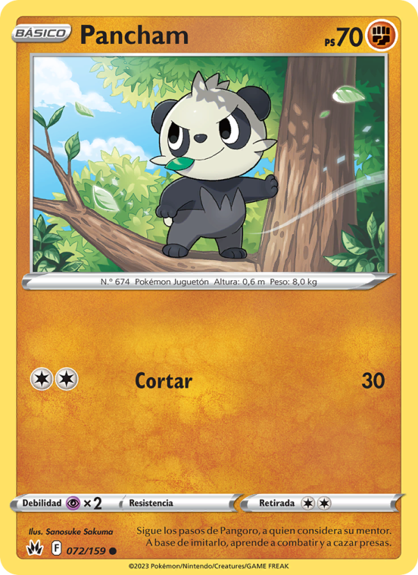 Pancham 072 — Cenit Supremo (Spanish Pokémon TCG card)