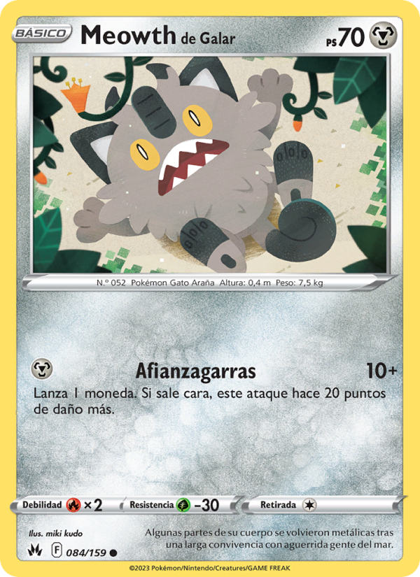 Meowth de Galar 084 — Cenit Supremo (Spanish Pokémon TCG card)