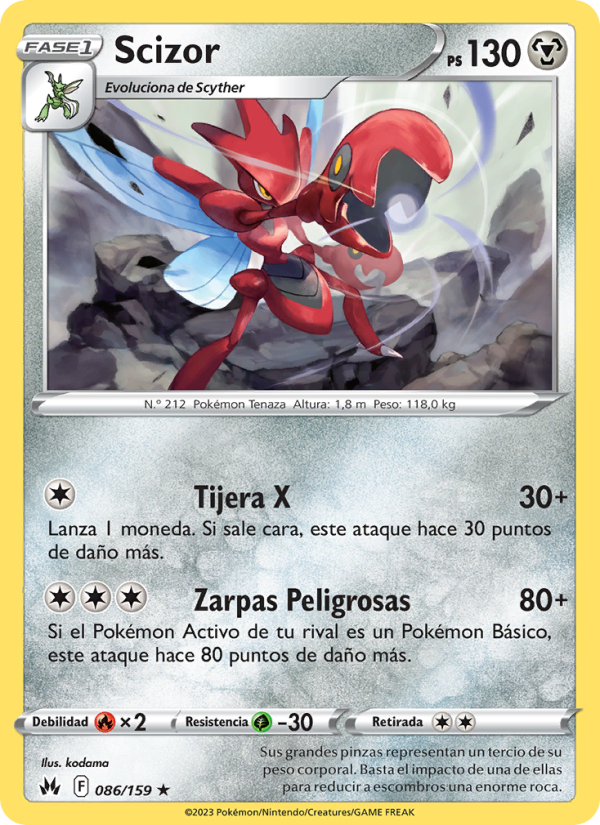 Scizor 086 — Cenit Supremo (Spanish Pokémon TCG card)