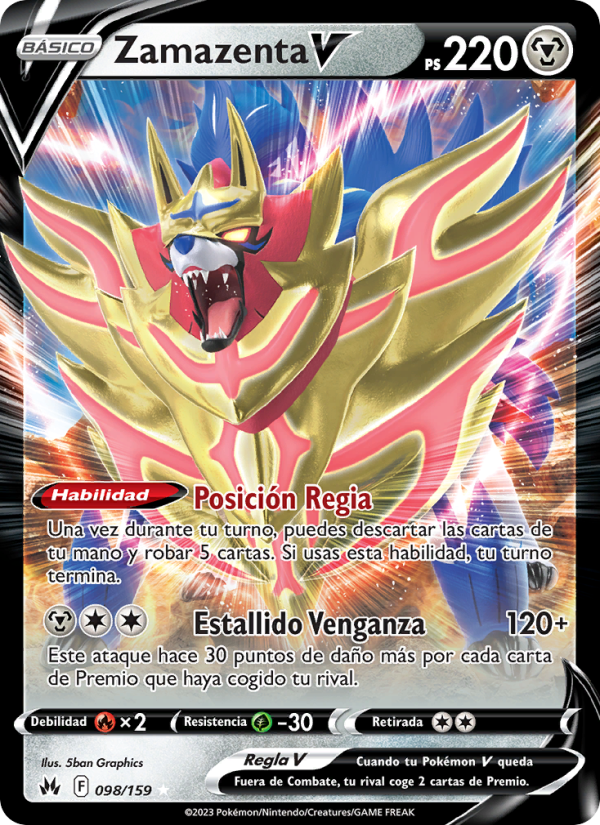 Zamazenta V 098 — Cenit Supremo (Spanish Pokémon TCG card)