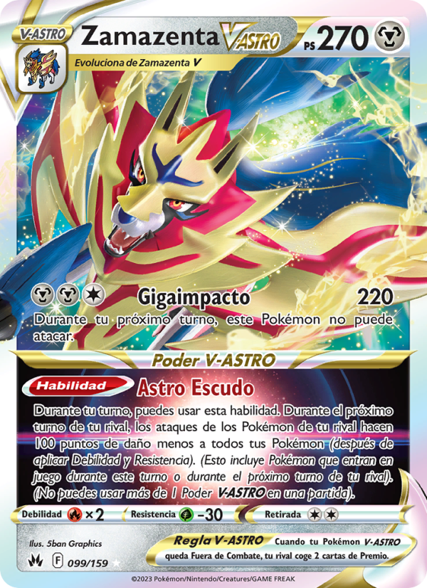 Zamazenta V-ASTRO 099 — Cenit Supremo (Spanish Pokémon TCG card)