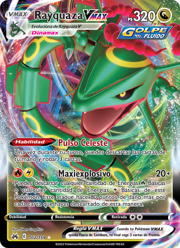 Rayquaza VMAX 102 — Cenit Supremo (Spanish Pokémon TCG card)