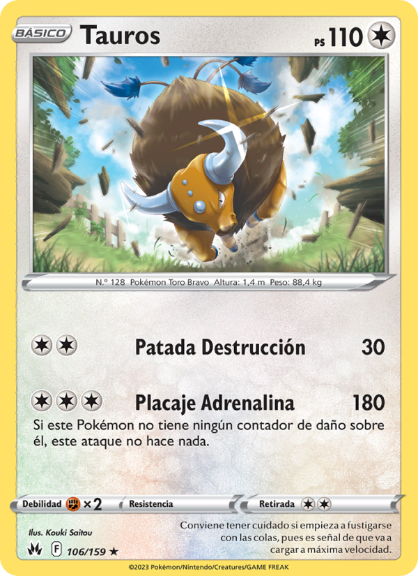 Tauros 106 — Cenit Supremo (Spanish Pokémon TCG card)