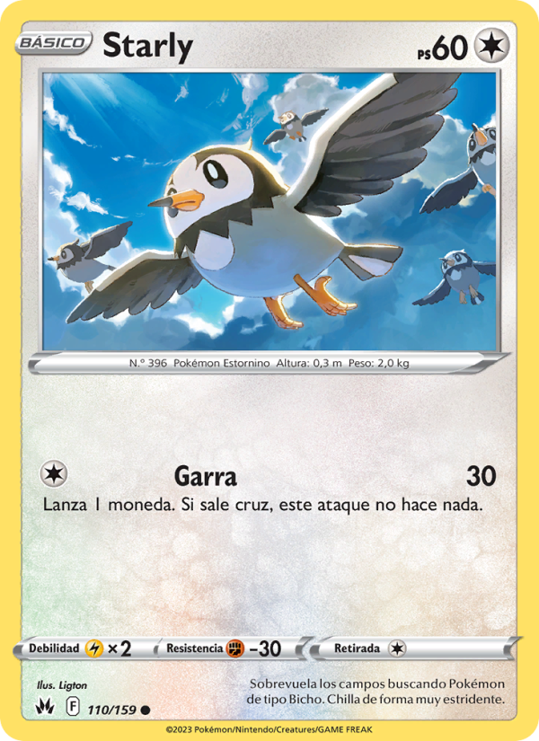 Starly 110 — Cenit Supremo (Spanish Pokémon TCG card)