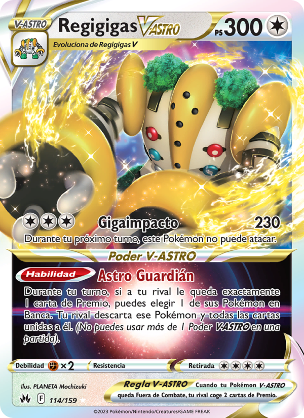 Regigigas V-ASTRO 114 — Cenit Supremo (Spanish Pokémon TCG card)