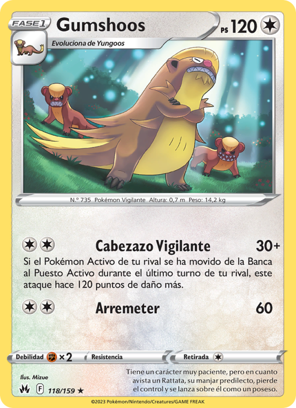 Gumshoos 118 — Cenit Supremo (Spanish Pokémon TCG card)
