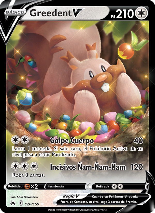 Greedent V 120 — Cenit Supremo (Spanish Pokémon TCG card)