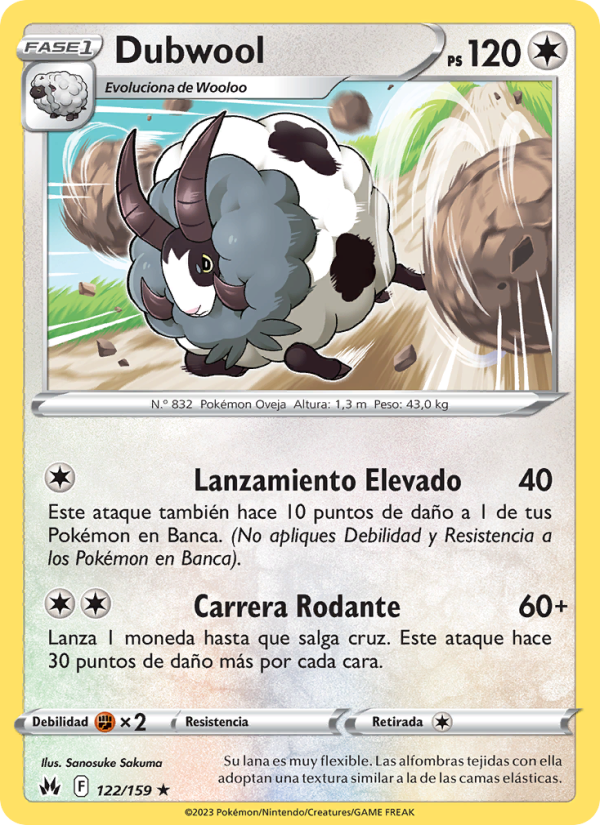 Dubwool 122 — Cenit Supremo (Spanish Pokémon TCG card)