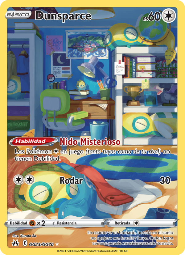 Dunsparce GG23 — Cenit Supremo (Spanish Pokémon TCG card)