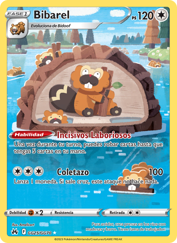 Bibarel GG25 — Cenit Supremo (Spanish Pokémon TCG card)