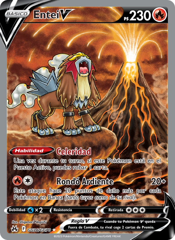 Entei V GG36 — Cenit Supremo (Spanish Pokémon TCG card)