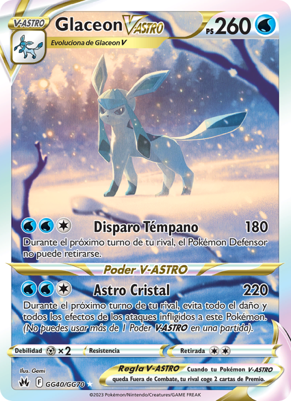 Glaceon V-ASTRO GG40 — Cenit Supremo (Spanish Pokémon TCG card)