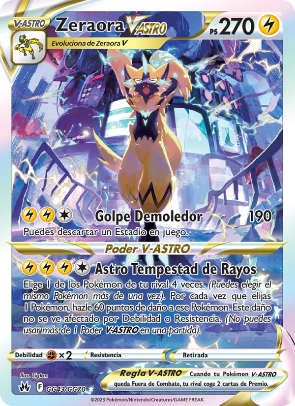 Zeraora V-ASTRO GG43 — Cenit Supremo (Spanish Pokémon TCG card)
