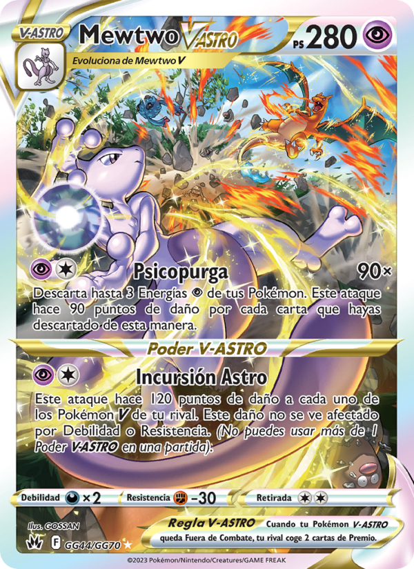 Mewtwo V-ASTRO GG44 — Cenit Supremo (Spanish Pokémon TCG card)