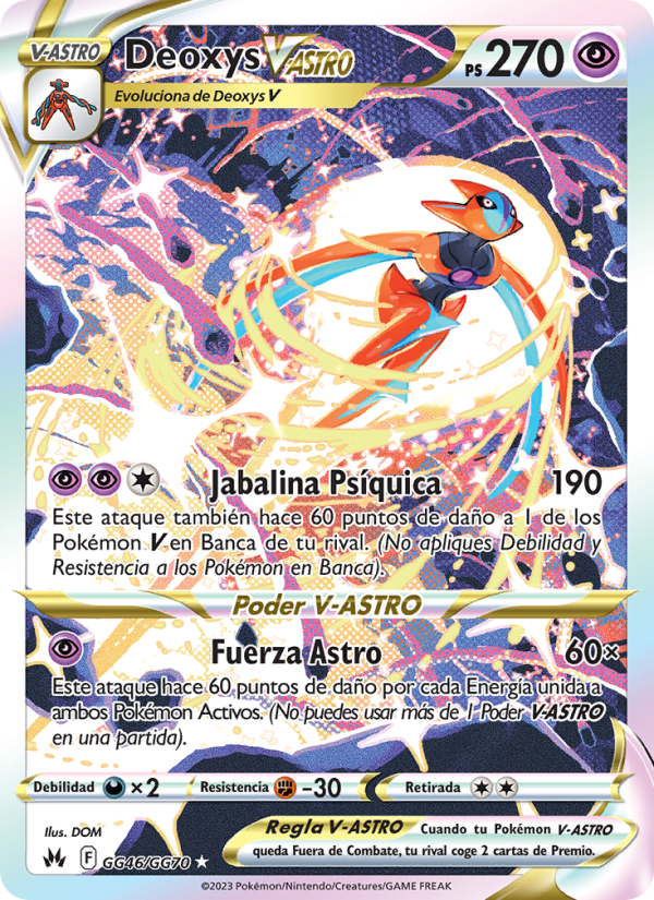 Deoxys V-ASTRO GG46 — Cenit Supremo (Spanish Pokémon TCG card)