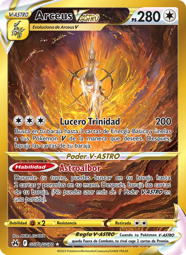 Arceus V-ASTRO GG70 — Cenit Supremo (Spanish Pokémon TCG card)