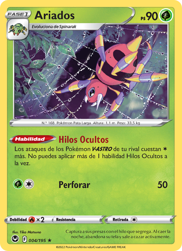 Ariados 004 — Tempestad Plateada (Spanish Pokémon TCG card)
