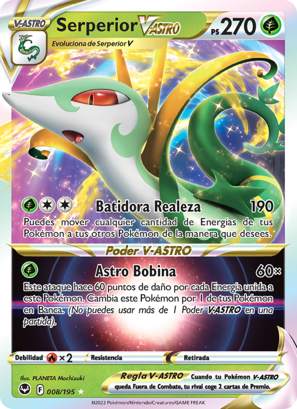 Serperior V-ASTRO 008 — Tempestad Plateada (Spanish Pokémon TCG card)
