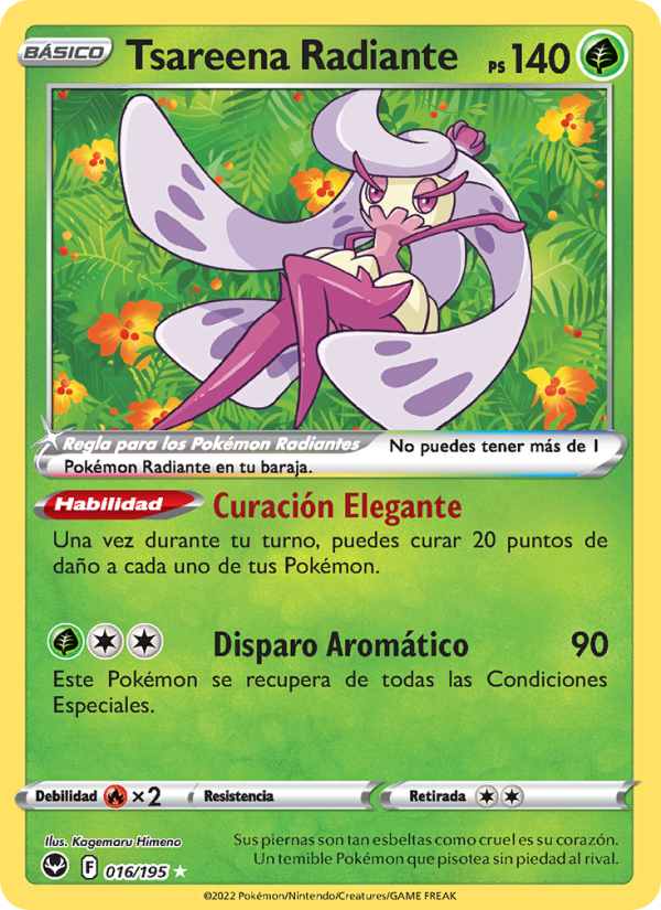 Tsareena Radiante 016 — Tempestad Plateada (Spanish Pokémon TCG card)