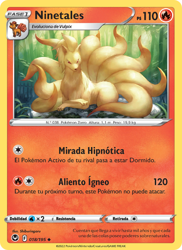 Ninetales 018 — Tempestad Plateada (Spanish Pokémon TCG card)