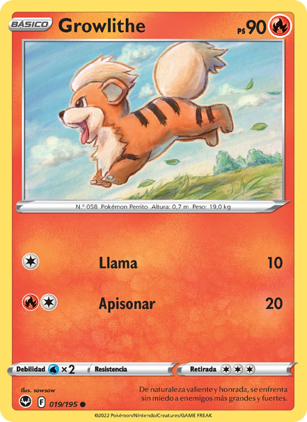 Growlithe 019 — Tempestad Plateada (Spanish Pokémon TCG card)