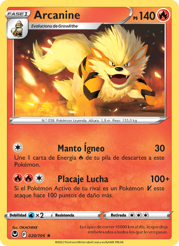 Arcanine 020 — Tempestad Plateada (Spanish Pokémon TCG card)