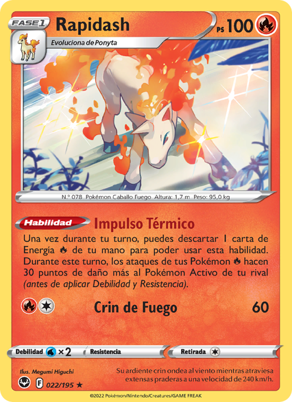 Rapidash 022 — Tempestad Plateada (Spanish Pokémon TCG card)