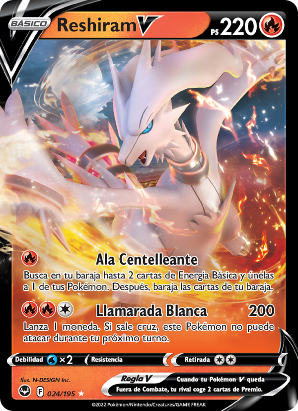 Reshiram V 024 — Tempestad Plateada (Spanish Pokémon TCG card)
