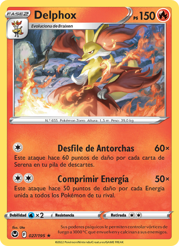 Delphox 027 — Tempestad Plateada (Spanish Pokémon TCG card)