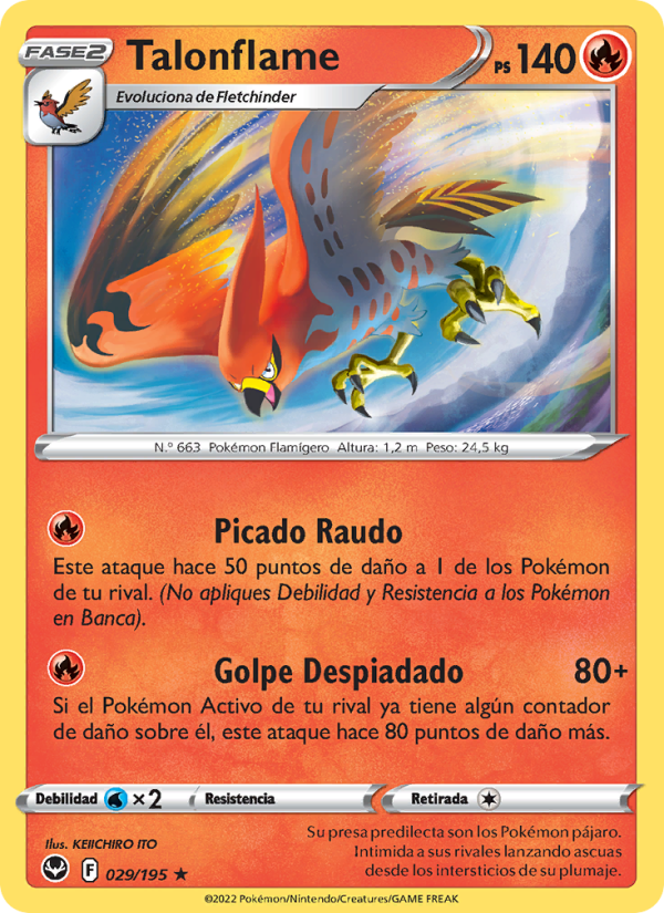 Talonflame 029 — Tempestad Plateada (Spanish Pokémon TCG card)