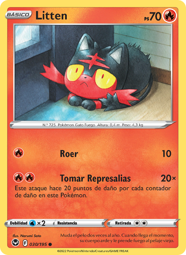 Litten 030 — Tempestad Plateada (Spanish Pokémon TCG card)