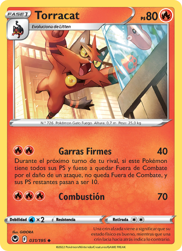 Torracat 031 — Tempestad Plateada (Spanish Pokémon TCG card)