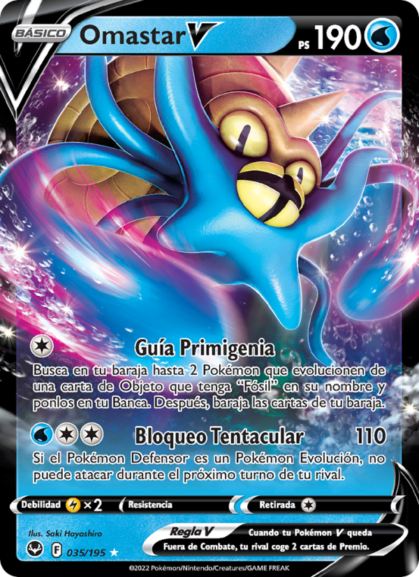 Omastar V 035 — Tempestad Plateada (Spanish Pokémon TCG card)