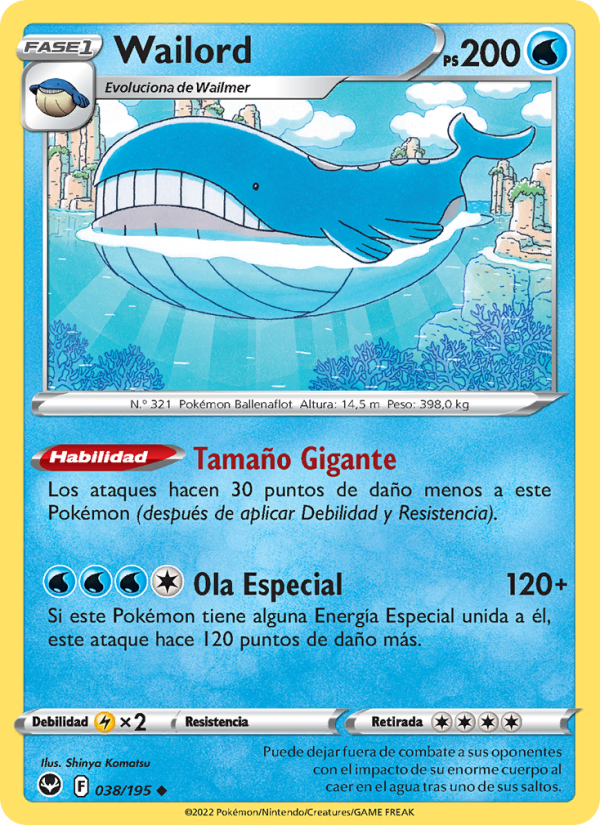 Wailord 038 — Tempestad Plateada (Spanish Pokémon TCG card)