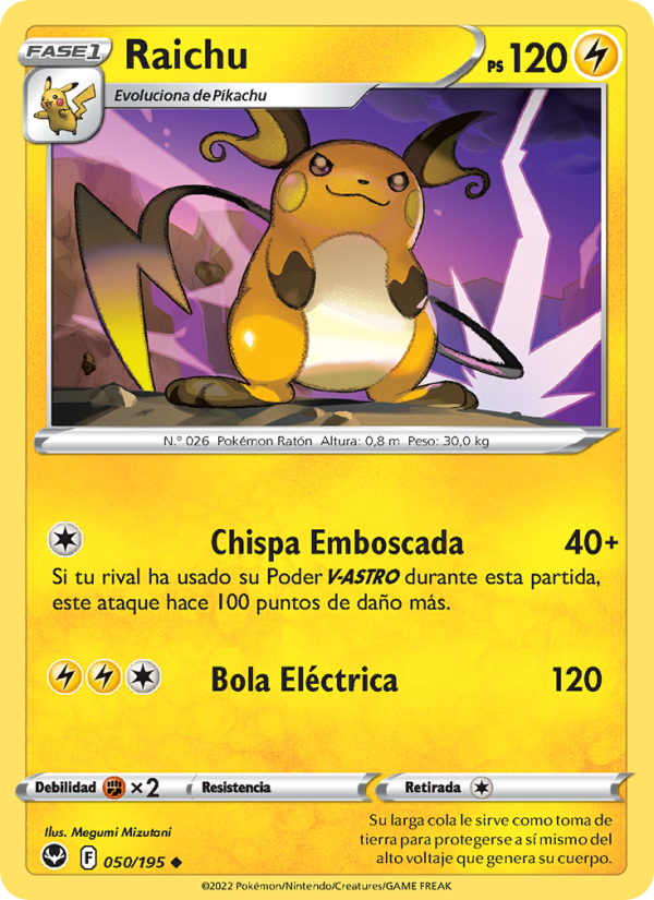 Raichu 050 — Tempestad Plateada (Spanish Pokémon TCG card)