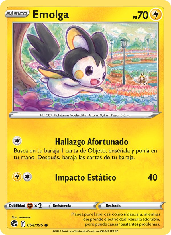Emolga 054 — Tempestad Plateada (Spanish Pokémon TCG card)