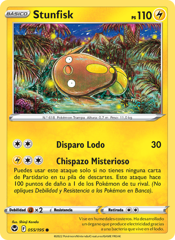Stunfisk 055 — Tempestad Plateada (Spanish Pokémon TCG card)