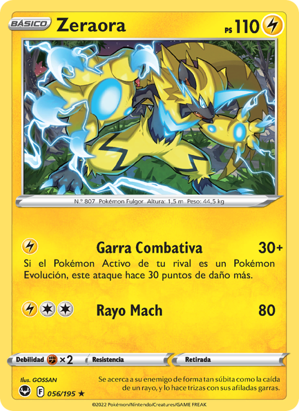 Zeraora 056 — Tempestad Plateada (Spanish Pokémon TCG card)