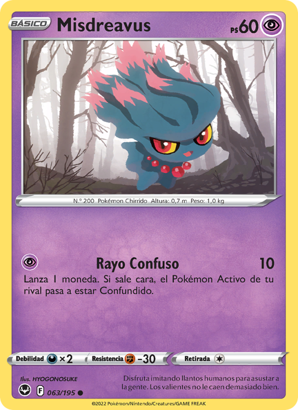 Misdreavus 063 — Tempestad Plateada (Spanish Pokémon TCG card)
