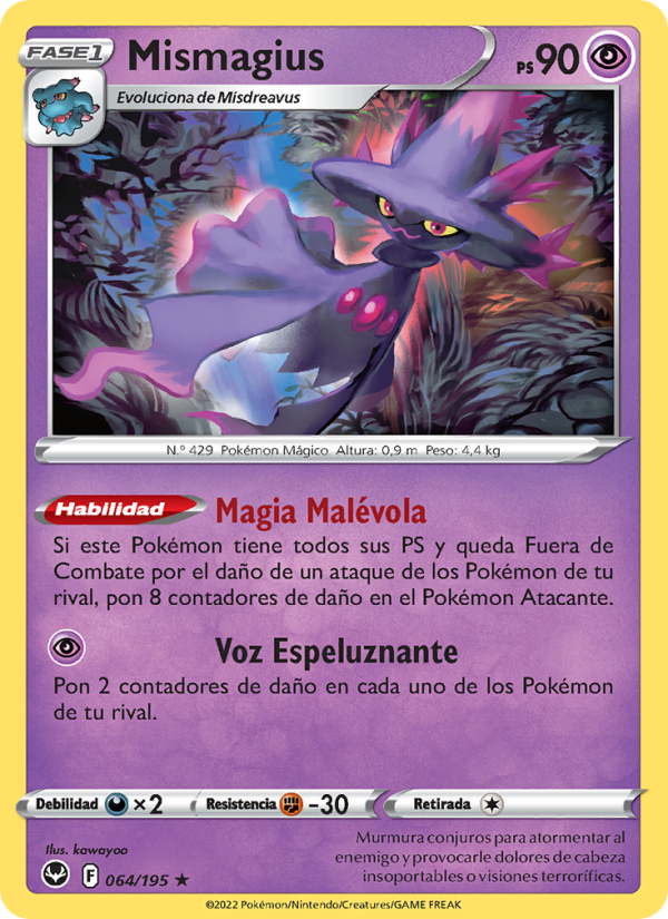 Mismagius 064 — Tempestad Plateada (Spanish Pokémon TCG card)
