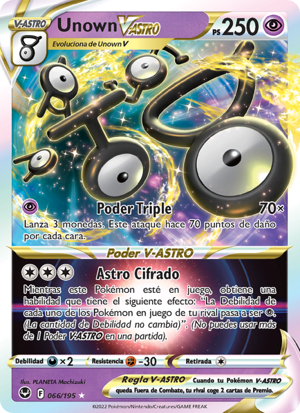 Unown V-ASTRO 066 — Tempestad Plateada (Spanish Pokémon TCG card)