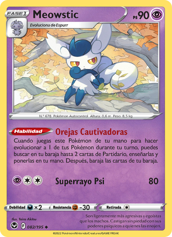 Meowstic 082 — Tempestad Plateada (Spanish Pokémon TCG card)