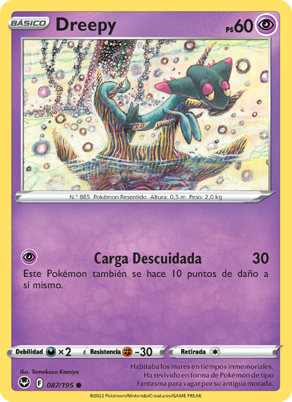 Dreepy 087 — Tempestad Plateada (Spanish Pokémon TCG card)