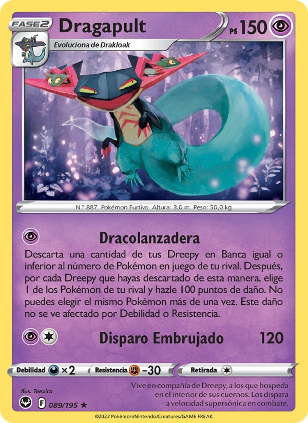 Dragapult 089 — Tempestad Plateada (Spanish Pokémon TCG card)