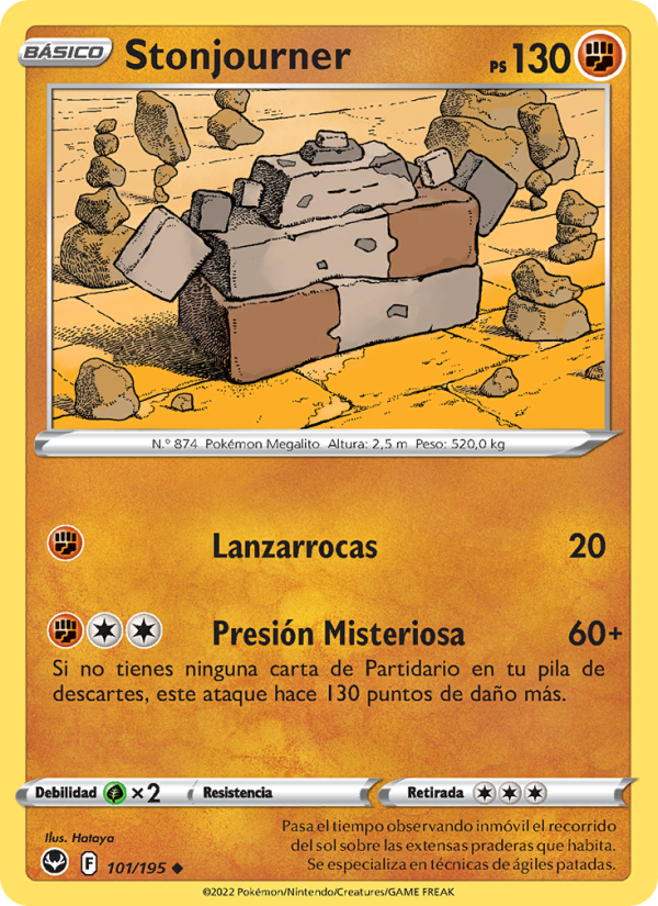 Stonjourner 101 — Tempestad Plateada (Spanish Pokémon TCG card)